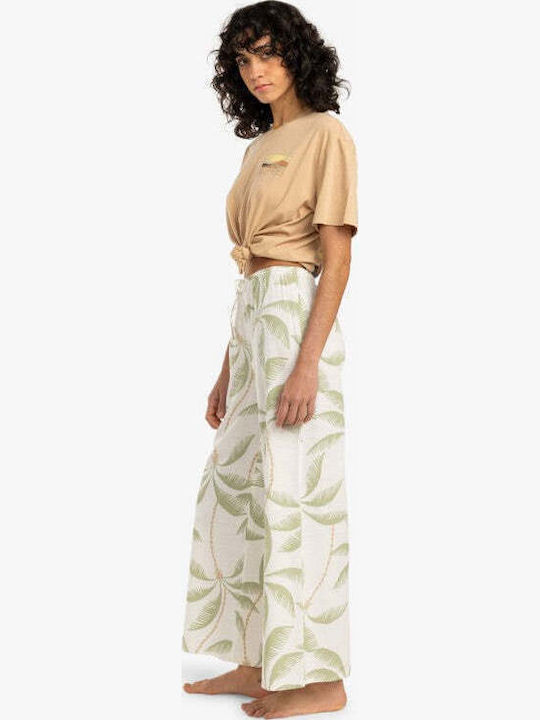 Beach Spirit Damen Stoff Hose mit Gummizug Schlaghose Salt Crystal