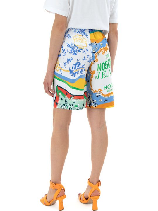 Moschino Γυναικεία Βερμούδα Τζιν Λευκο, Μπλε, Πορτοκαλι
