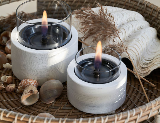 Tenderflame Desktop Bioethanol Fireplace Indoor Outdoor White