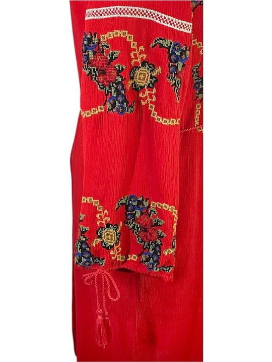 Sommer Midi Damenkleid Rot