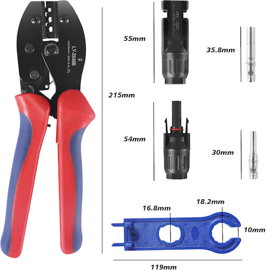 Set de Sertizare Onuvio Cabluri Panouri Solare 2.5mm 4mm 6mm Unealtă de Sertizare 10 Conectori Mc4 Masculin-feminin 2 Chei de Etanșare Geantă de Depozitare