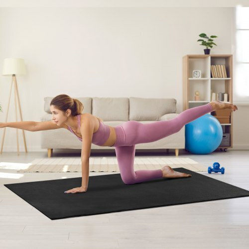 Vevor Exercise Mat Black with Carry Strap (213.36x152.4cm)