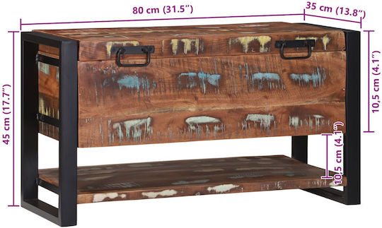 vidaXL Wooden Storage Box with Lid Brown 80x35x45cm 1pcs