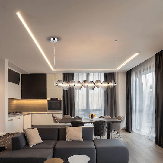 Eko Light Κρεμαστό Φωτιστικό Ασημί LED με Θερμό Λευκό Φως