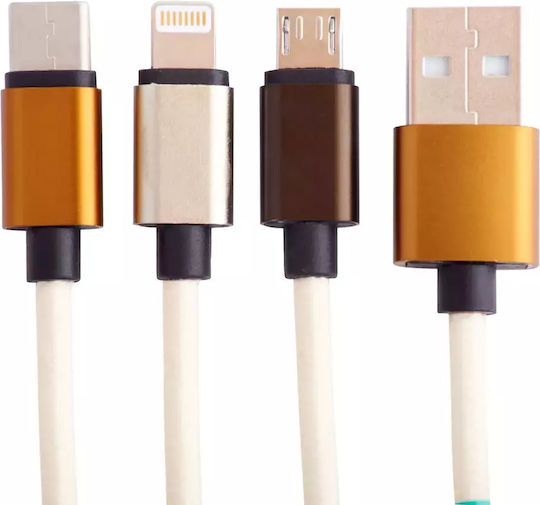 Lazerbuilt Geflochten USB zu Micro-USB / Typ-C,TC-TC / Blitzschlag Kabel 2A Gray 1.2m