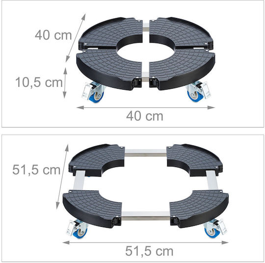 Roți suport ghiveci 4 roți 10.5 X 40 X 40 cm din plastic oțel inoxidabil