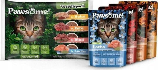 Pawsome Υγρή Τροφή για Ενήλικες Γάτες σε Φακελάκι με Κοτόπουλο και Κρέας 4x85gr