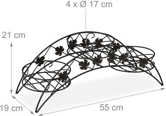 Blumenständer im antiken Design 3 Töpfe Schwarz 21 x 55 x 19 cm