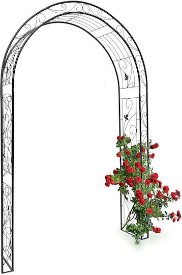 Arcadă Metalică pentru Grădină Flori Cățărătoare Negru 226 X 144 X 36.5 Cm Relaxdays