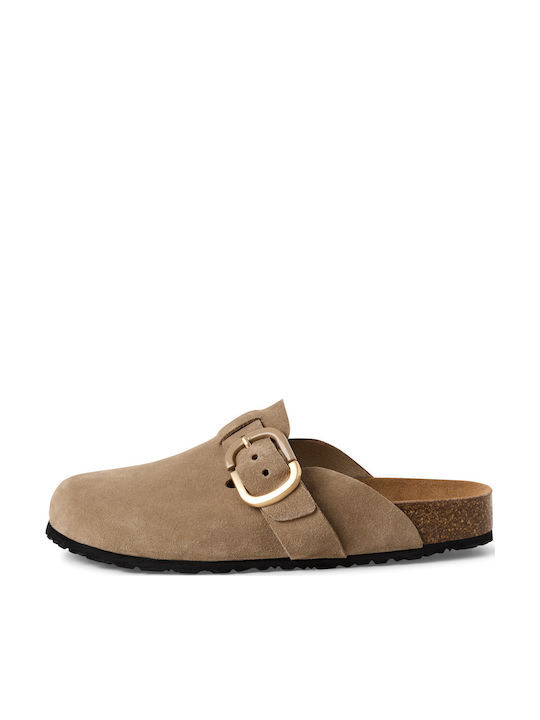 Tamaris Damentaschenleder Holzschuhe Taupe