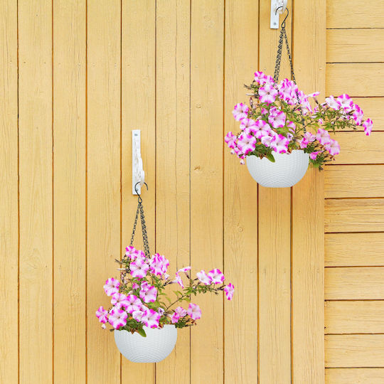 Set 2 Hanging Pots Water Storage System Water Level Indicator Plastic Iron White 54 X 18.5 Cm
