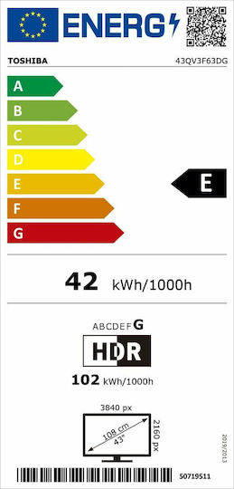 Toshiba Smart Television 43" 4K UHD QLED QV3F HDR (2024)