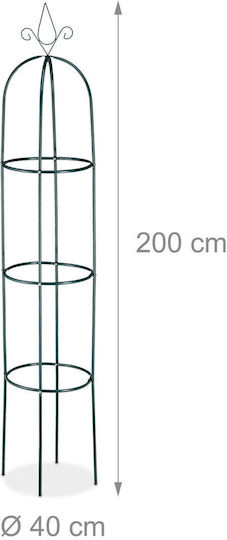 Garden Flower Support Obelisk 200 X 40 Cm Dark Green Relaxdays