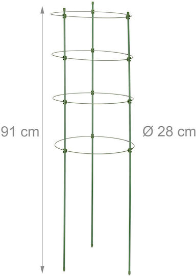 Set 3 Tomato Trellises Metal Plastic Relaxdays Dimensions 91 X 28 Cm Green