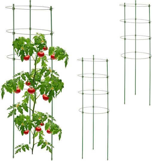 Set 3 Tomato Trellises Metal Plastic Relaxdays Dimensions 91 X 28 Cm Green