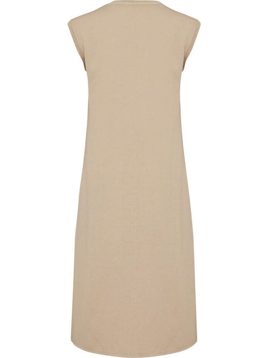 Sommer Midi Damenkleid Beige