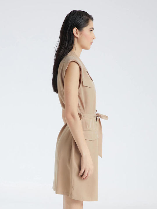 Kinisis Rochie De Vară Mini Semizier Bej