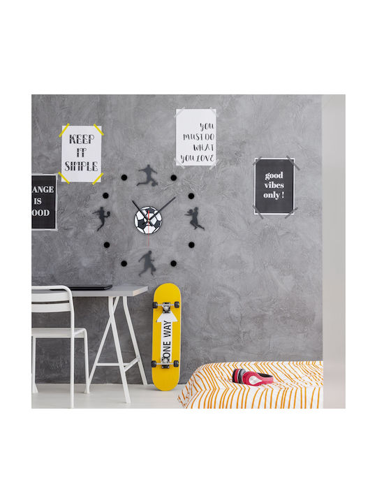 Decorative Wall Clock Diy Football 50 100 Cm 3d Effect Black White