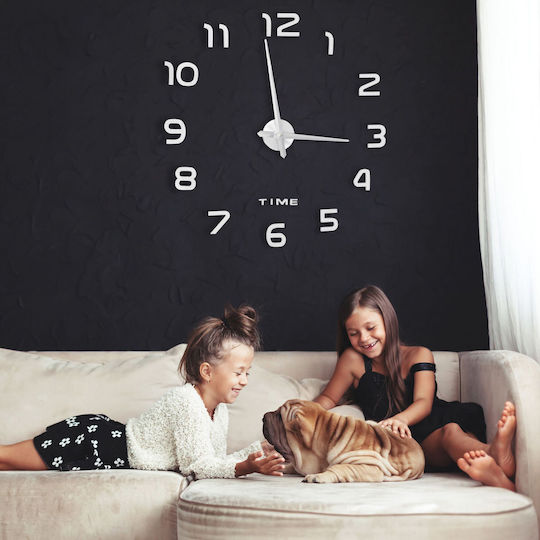 Ceas de perete adeziv cu cifre 3D argintii Relaxdays