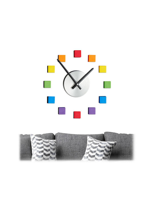 Mehrfarbige Wanduhr Klebend Maße 10,5 x 3,5 cm Relaxdays