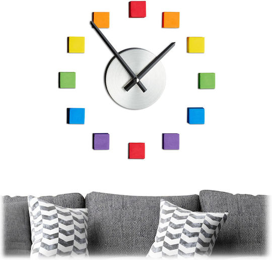Ceas de Perete Multicolor Adeziv Dimensiuni 10.5 X 3.5 Cm Relaxdays