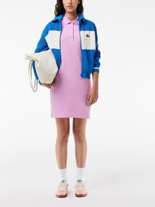 Sommer Mini Sportliches Damenkleid Kurzärmelig Rosa