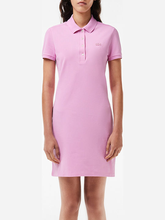 Sommer Mini Sportliches Damenkleid Kurzärmelig Rosa
