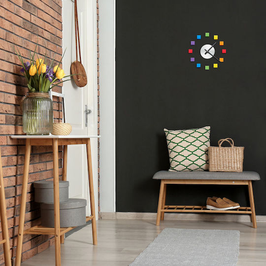 Ceas de Perete Multicolor Adeziv Dimensiuni 10.5 X 3.5 Cm Relaxdays