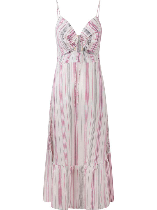 Diana Sommer Maxi Damenkleid mit Rüschen Weiß