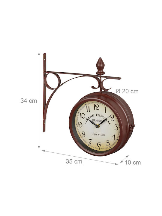 Vintage Wall Clock Double-sided 34 x 35 x 10 cm Brown