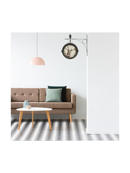 Wall Clock Paris Design Double-sided 34 X 35 X 10 Cm Black