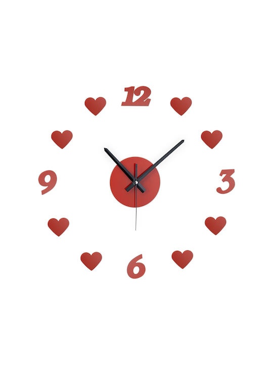 Decorative Wall Clock Diy Hearts 50 100 Cm 3d Effect Red