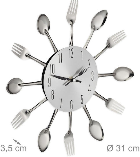 Wanduhr Besteck Silber Relaxdays