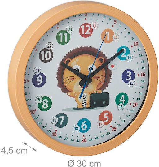 Kinder-Wanduhr Arabische Zahlen Löwendesign 30 x 4,5 cm Weiß Braun Kinder-Wanduhr Arabische Zahlen Löwendesign 30 x 4,5 cm Weiß Braun