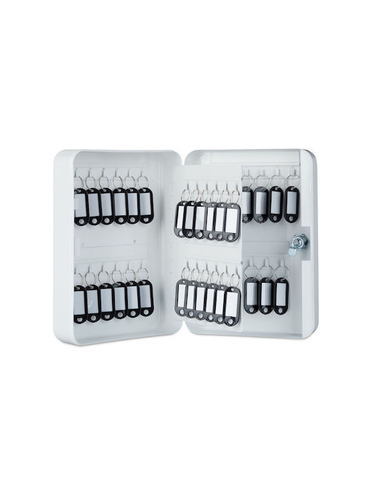 Suport metalic pentru chei, depozitare 48 chei, dimensiuni 25 x 18 x 7,5 cm, alb Relaxdays