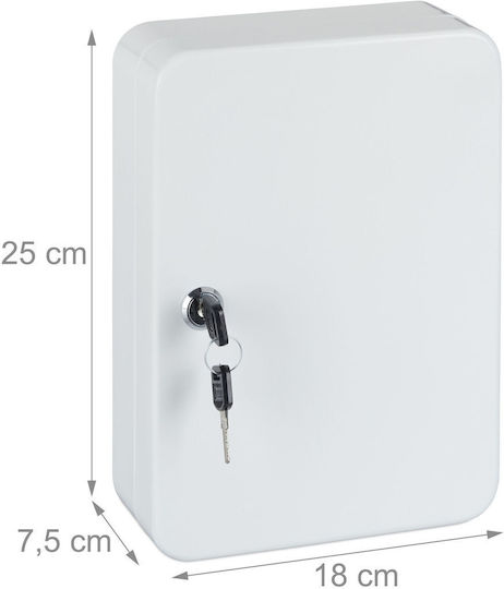 Metal Key Holder Storing 48 Keys Keychains Dimensions 25 X 18 X 7.5 Cm White Relaxdays