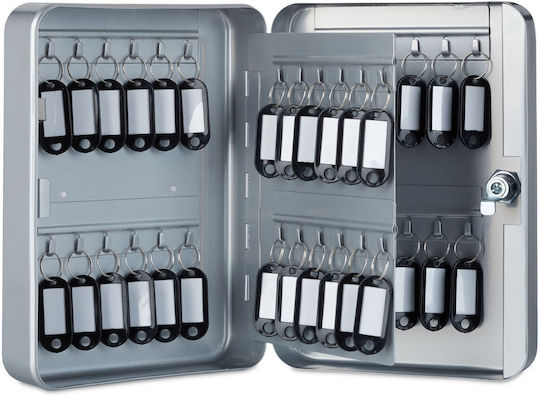 Metal Key Holder Storing 48 Keys Keychains Dimensions 25 X 18 X 7.5 Cm Gray Relaxdays