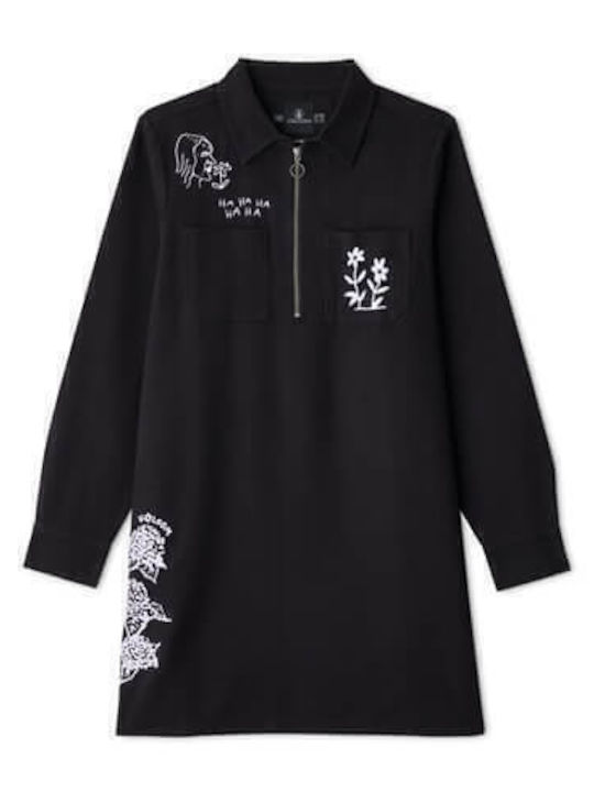 Mini Shirt Dress Dress Black