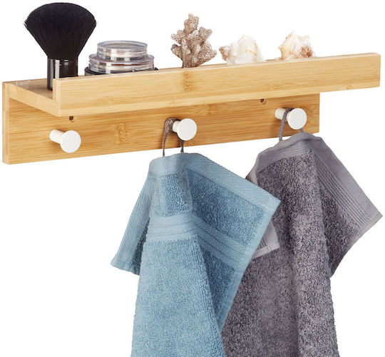 Bamboo Wall Coat Rack Shelf 3 Hooks 10 X 36 X 12 Cm Brown Bamboo Wall Coat Rack Shelf 3 Hooks 10 X 36 X 12 Cm Brown