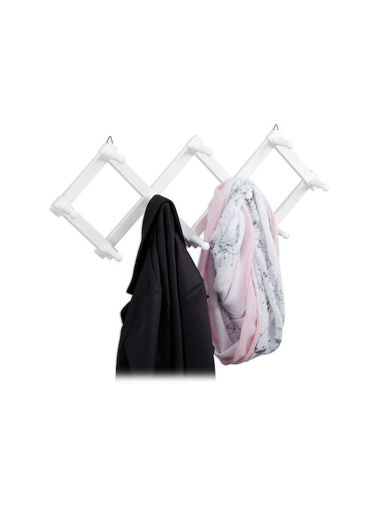 Foldable Wall Coat Rack 10 Hooks Dimensions 32 X 10 Cm White Relaxdays