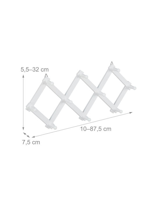 Foldable Wall Coat Rack 10 Hooks Dimensions 32 X 10 Cm White Relaxdays