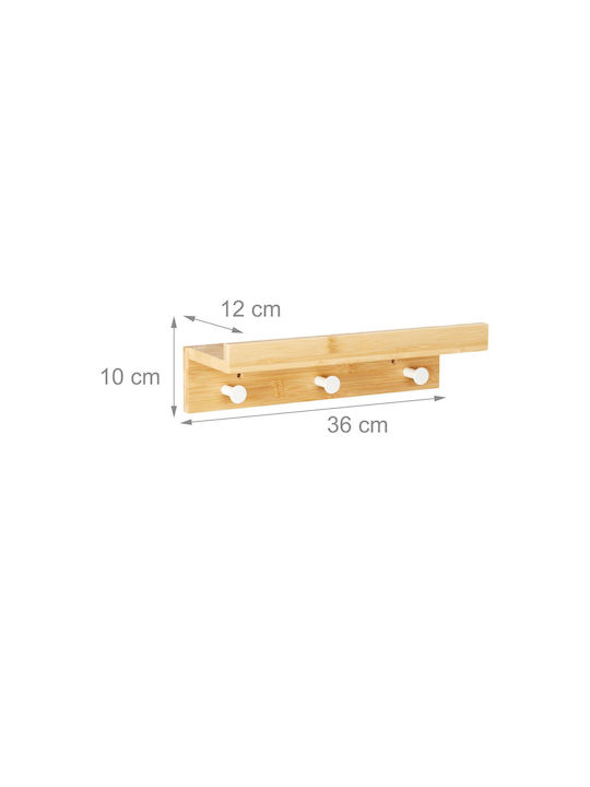 Bambus Wandgarderobe Regal 3 Haken 10 x 36 x 12 cm Braun