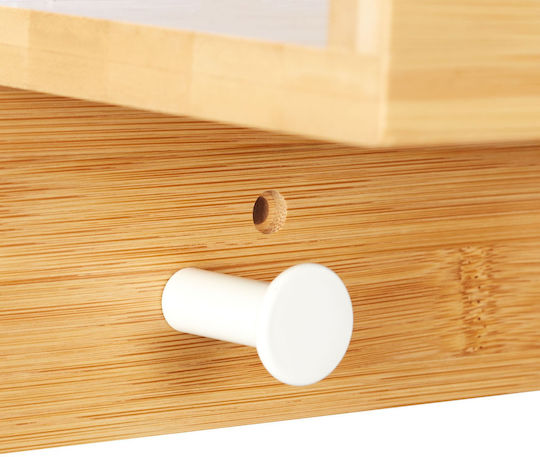 Bamboo Wall Hanger Shelf 3 Hooks 10 x 36 x 12 cm Brown