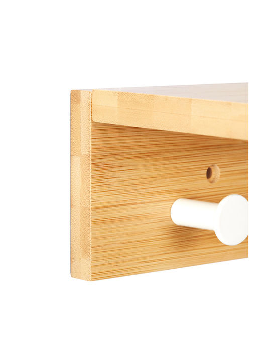 Bambus Wandgarderobe Regal 3 Haken 10 x 36 x 12 cm Braun