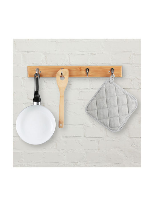 Cuier de perete cu 4 cârlige din bambus Dimensiuni 6 X 48,5 X 5 Cm Relaxdays