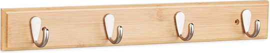 Wandgarderobe 4 Haken Bambus Maße 6 x 48,5 x 5 cm Relaxdays