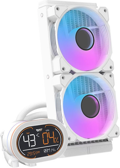 Darkflash DH240D Water Cooling AIO CPU With 2 Fans 120mm And ARGB Lighting White