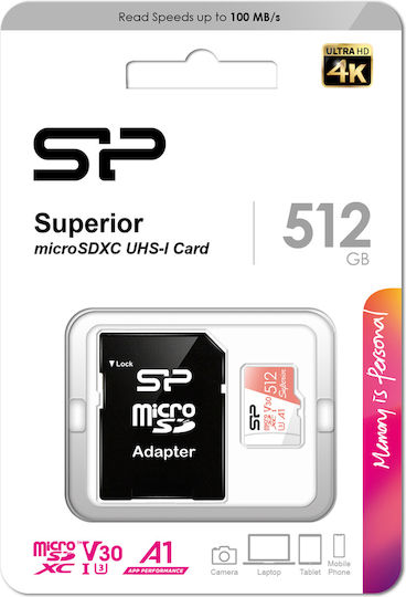 Silicon Power Superior SDXC 512GB U3 V30 UHS-I 80MB/s с адаптер