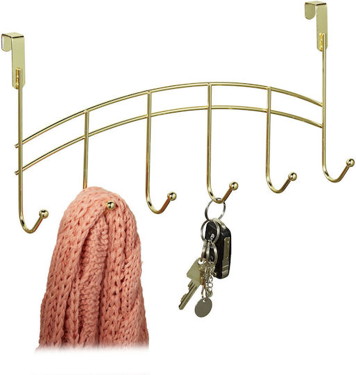 Vielseitige Metall Wandhalterung 6 Haken 20x40x9 Cm Gold