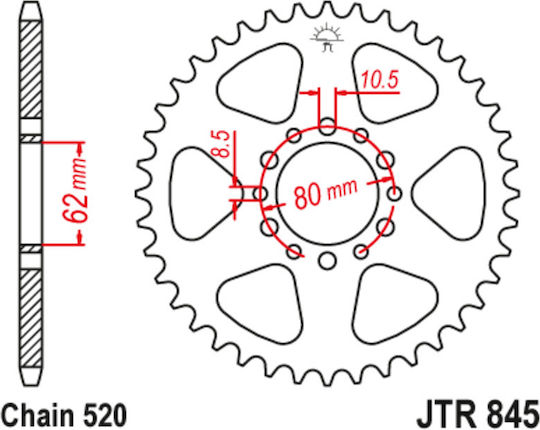 JT Sprockets Γρανάζι Πίσω 48 Δοντιών για Yamaha XT 250 83'-87'
